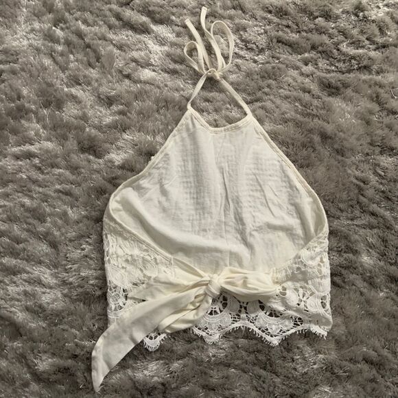 🏷️ 5 for $25 - EXPRESS Lace Open Back Halter Top - Picture 5 of 7